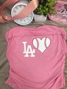 LA ' Pink Baseball Heart Tee